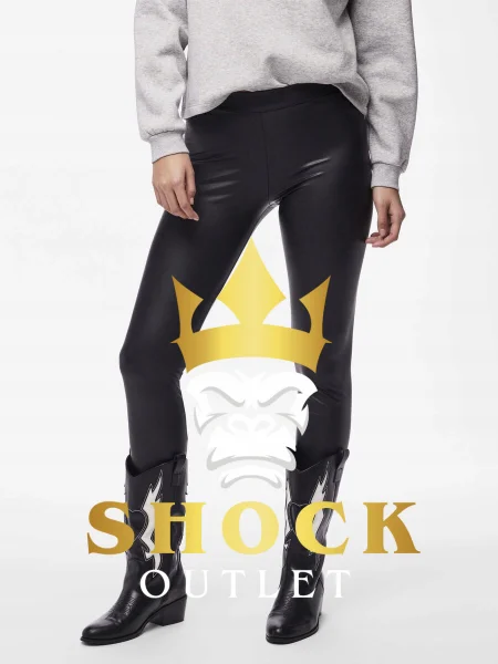 A1B203 CZARNE LEGGINSY Z EKOSKÓRY PIECES S/M