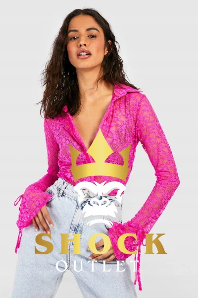 C7C304 RÓŻOWA KORONKOWA KOSZULA W KWIATY BOOHOO XS