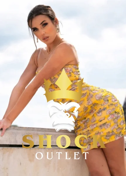 B6D203 ŻÓŁTA SUKIENKA MINI W KWIATY SHEIN L
