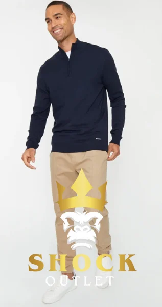 G2A006 GRANATOWY SWETER ROZPINANY POD SZYJĄ THREADBARE L