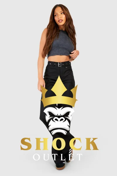 C4E001 CZARNE SPODNIE CARGO Z PASKIEM BOOHOO S