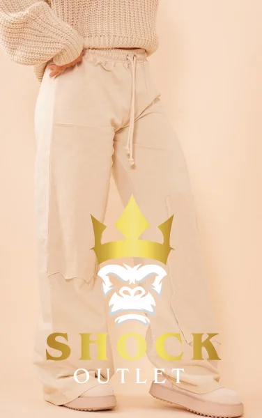 B8D001 KREMOWE SPODNIE MATERIAŁOWE PRETTYLITTLETHING L