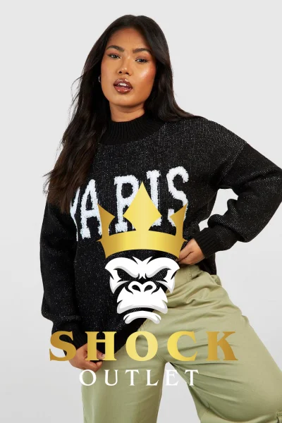 B5D122 CZARNY SWETER Z NAPISEM BOOHOO 44/46