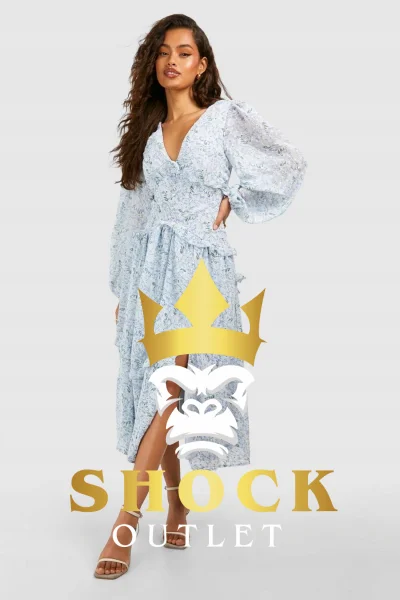 B2D218 NIEBIESKA SUKIENKA MIDI W KWIATY BOOHOO XXL