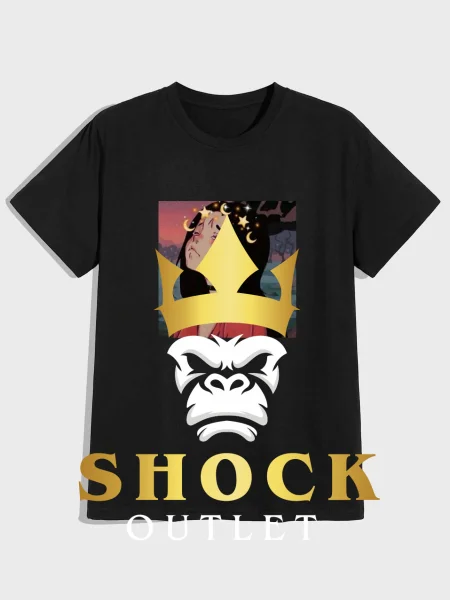 D4E208 CZARNY T-SHIRT Z NADRUKIEM SHEIN XL