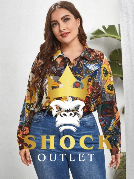 B6C107 KOLOROWA WZORZYSTA KOSZULA SHEIN 3XL