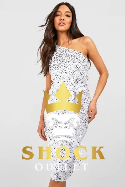 B8C105 BIAŁA SUKIENKA Z CEKINAMI I PASKIEM BOOHOO XL