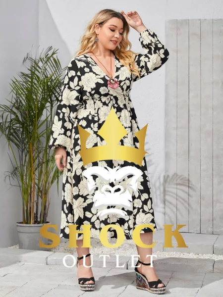 B2D112 SUKIENKA CZARNA W KWIATY SHEIN 3XL