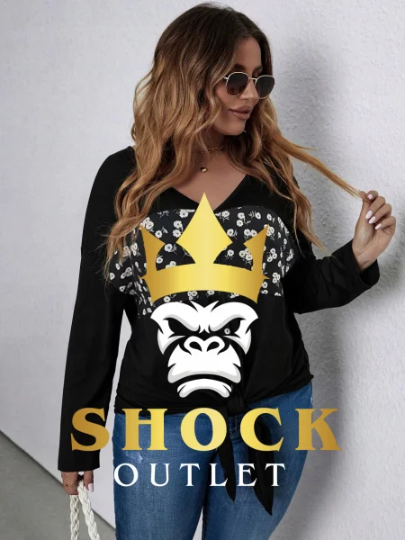 B6C210 CZARNA BLUZKA Z KWIATAMI SHEIN 3XL