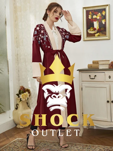 G1E204 DŁUGA SUKIENKA BORDOWA WIĄZANA SHEIN XL