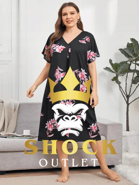 C7A108 CZARNA SUKIENKA PODOMKA W KWIATY SHEIN 4XL