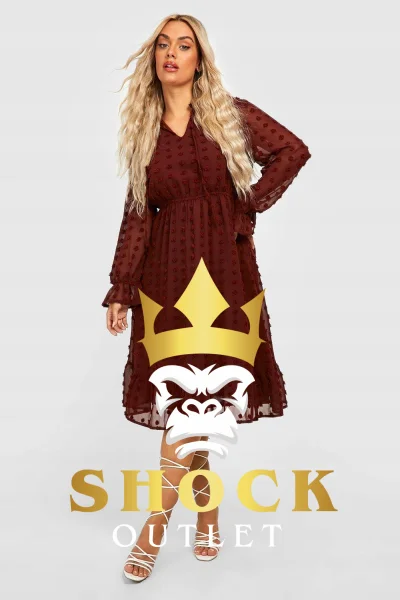 A3B107 BRĄZOWA SUKIENKA MIDI PLUS SIZE BOOHOO 8XL
