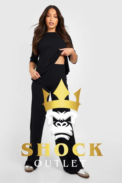 B2C212 CZARNE SPODNIE Z SZEROKĄ NOGAWKĄ TALL BOOHOO XXL