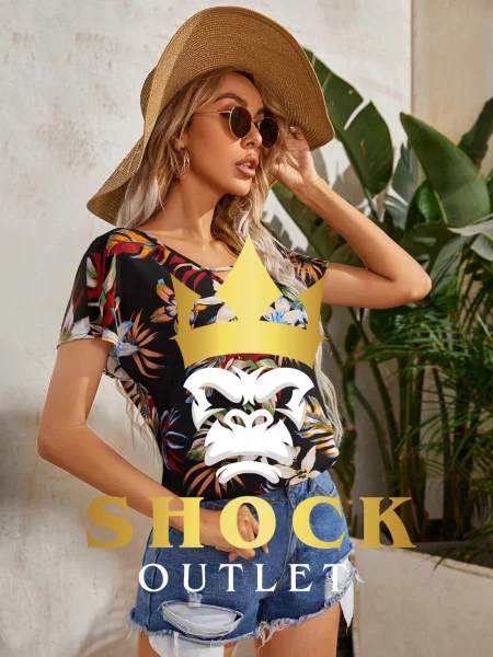 D4D117 CZARNA BLUZKA W KWIATY SHEIN M